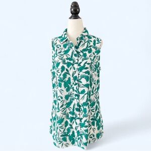 Banana Republic Women’s Green Classic Fit Leaf Euro Summer Garden Girl Top Small